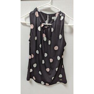 Calvin Klein Black/Pink/White Polka-Dot Sleeveless Blouse